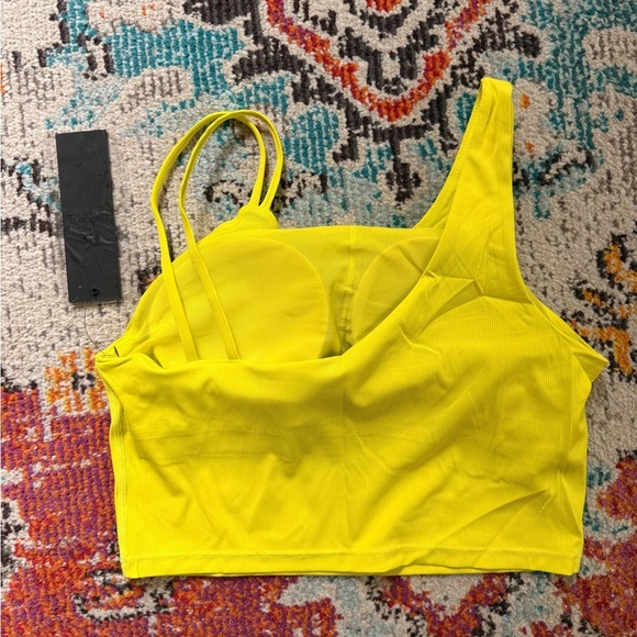 Anthropologie Neon Lemon Yellow Sports Bra Crop Top by Mono B 🌼 - Picture 3 of 4